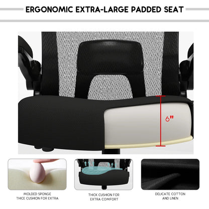 HomeZeer Big and Tall Office Chair 500lbs, Rocking Ergonomic Desk Chair with Adjustable Lumbar Support, Heavy Duty Mesh Office Chair for Heavy People, Wide Seat Swivel Computer Chair, Black