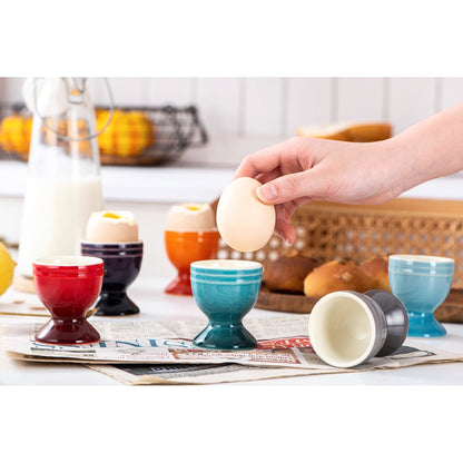 UNICASA Ceramic Egg Cups Set 6Pcs,Ceramic Colorful Egg Stand Holders for Hard Boiled Eggs Microwave & Dishwasher Safe
