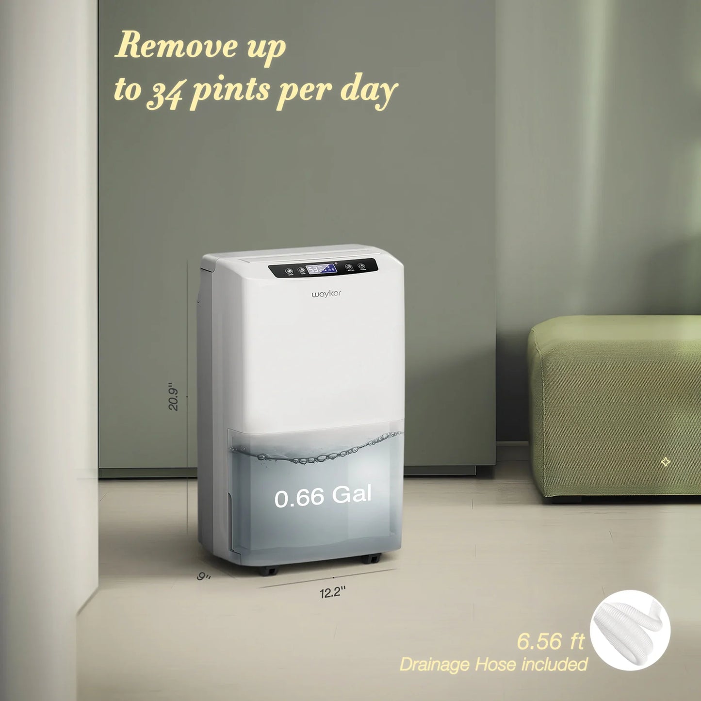 Sitvon 35 Pints Dehumidifier for Basement and Home with Drain Hose, Spaces up to 2000 Sq Ft, 0.66 Gallons Water Tank and Four Air Outlets