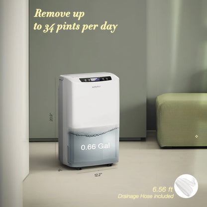 Sitvon 35 Pints Dehumidifier for Basement and Home with Drain Hose, Spaces up to 2000 Sq Ft, 0.66 Gallons Water Tank and Four Air Outlets