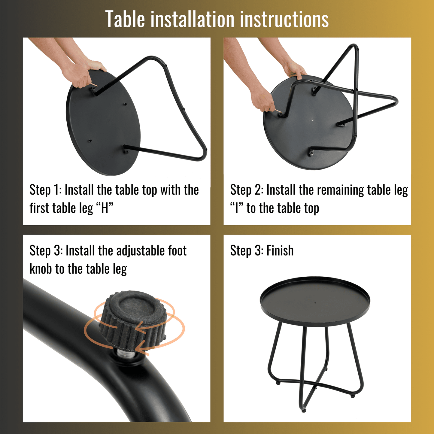 Poteban Outdoor Bistro Sets, 3 Piece Patio Chairs with Padded Cushions Patio Bistro Furniture Set with Side Table for Porch, Balcony, Backyard