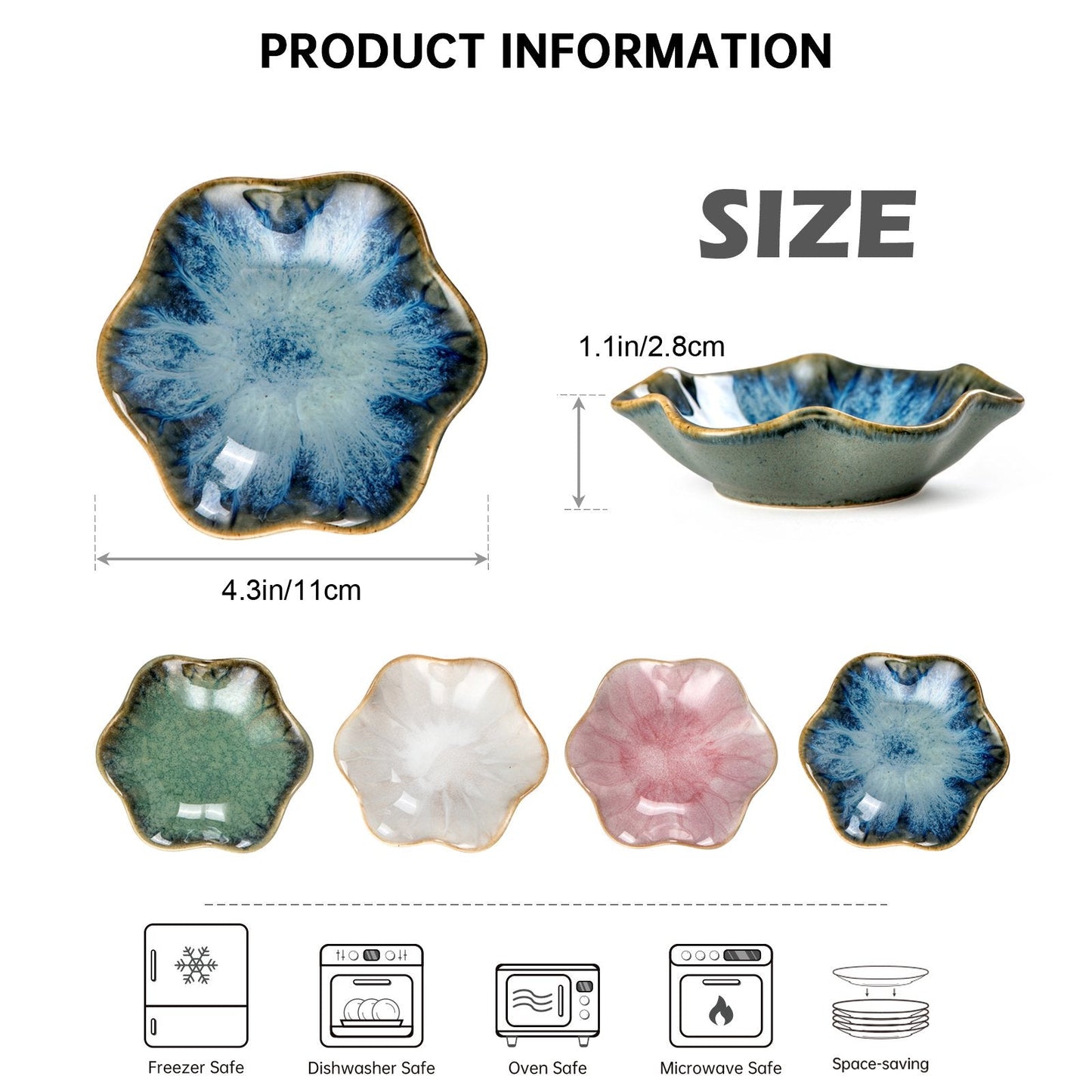 UNICASA Ceramic Lotus Jewelry Tray, Decorative Trinket Jewelry Dish Set of 4 for Rings Earrings Necklaces Bracelet Watch Keys, Birthday Mother's Day Christmas Gift for Women