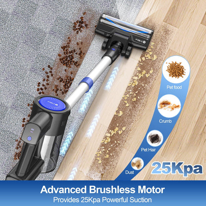 UMLo Cordless Vacuum Cleaner, 25Kpa Powerful Stick Vacuum with Brushless Motor, 6-in-1 Lightweight Rechargeable Vacuum Cleaners for Home Carpet Hard Floor Pet Hair