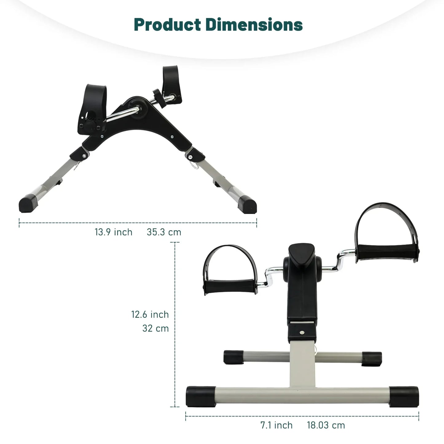 Under Desk Bike Pedal Exerciser, Fully Assembled Folding Pedal Exerciser for Arm and Leg Workout, Portable Sitting Desk Cycle with LCD Screen Displays
