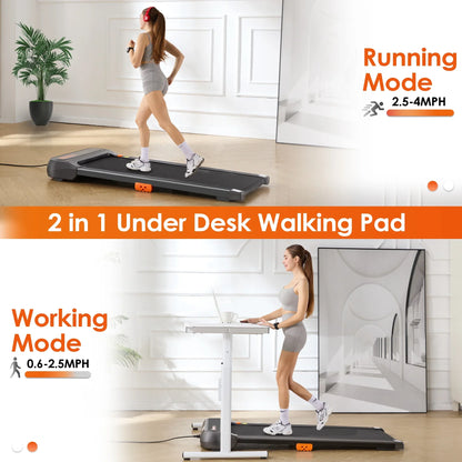HOMGUAVA Under Desk Treadmill, Walking Pad Treadmills with Remote Control and LED Display, Gray