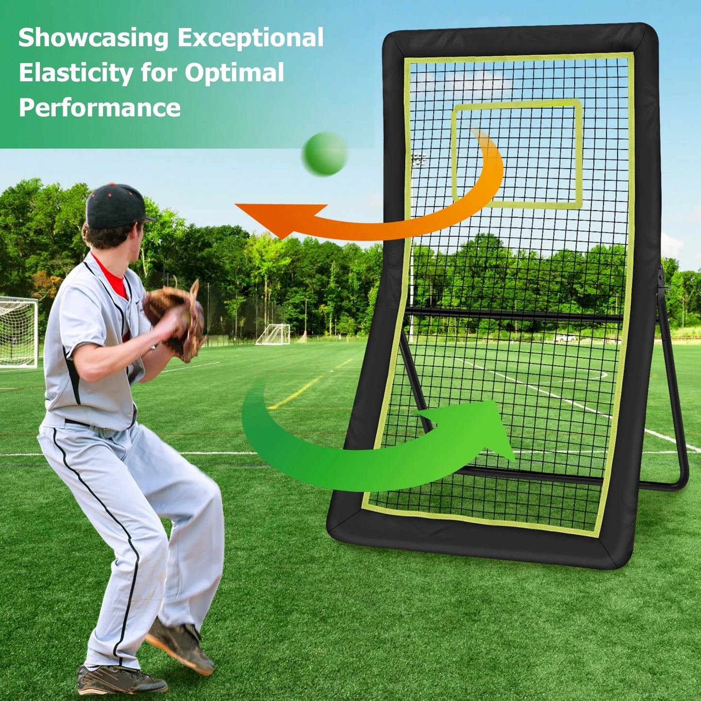 Lacrosse Rebounder for Backyard,4x7 Ft. Lacrosse Bounce Back Net, Volleyball Rebounder, Pitch Back Baseball Rebounder fits for Volleyball, Tennis and Softball Training