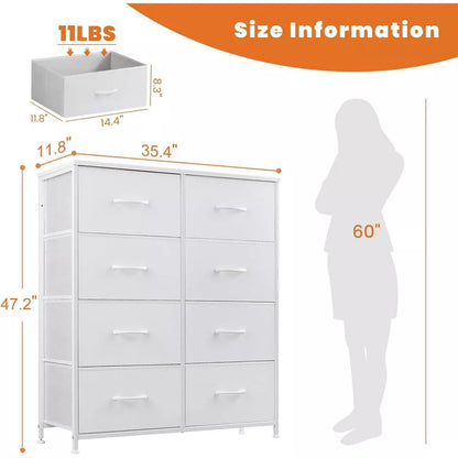 My Depot Bedroom Dresser with 8 Fabric Drawers for Clothing, Wardrobe, Children's Room