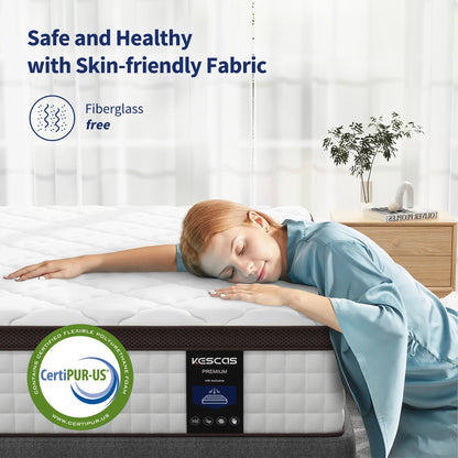 Full Size Mattress, Serweet 10 Inch Hybrid Memory Foam Full Mattress in a Box, Medium Firm Mattress for Cooler Sleep Supportive & Pressure Relief, Made in North America