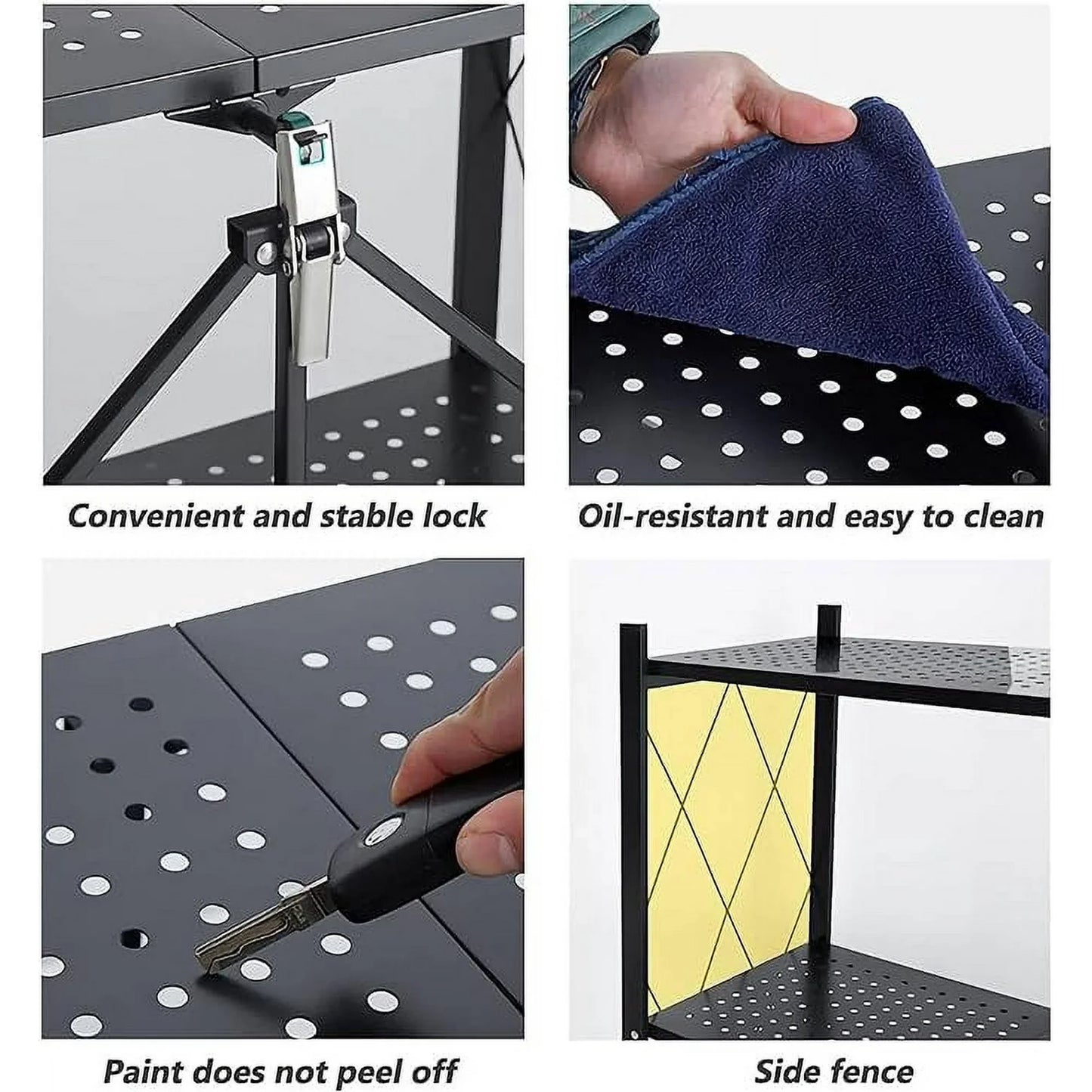 5 tier Storage Shelf, Foldable Shelf with Wheels,Storage Rack on Wheel, Foldable Shelf Unit, Foldable Storage Shelf Garage Shelves and Racks, Heavy Duty Metal Shelf, Kitchen Storage Shelf(2 PACK)