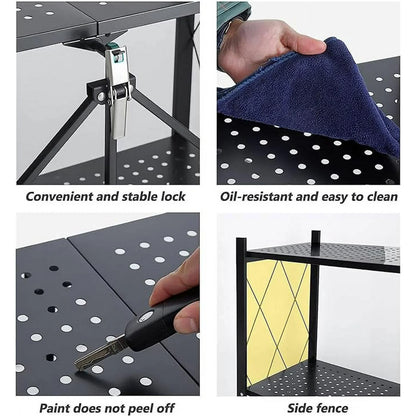 5 tier Storage Shelf, Foldable Shelf with Wheels,Storage Rack on Wheel, Foldable Shelf Unit, Foldable Storage Shelf Garage Shelves and Racks, Heavy Duty Metal Shelf, Kitchen Storage Shelf(2 PACK)