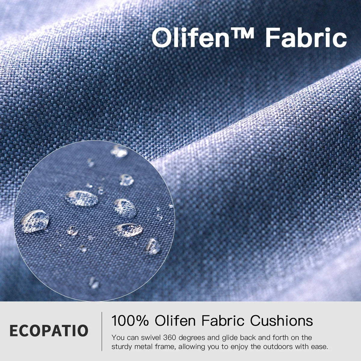 ECOPATIO 3 Pieces Patio Furniture Set, Outdoor Swivel Gliders Rocker, Wicker Patio Bistro Set w Rattan Rocking Chair, Glass Top Side Table Thickened Cushions for Porch Deck Backyard (Navy)