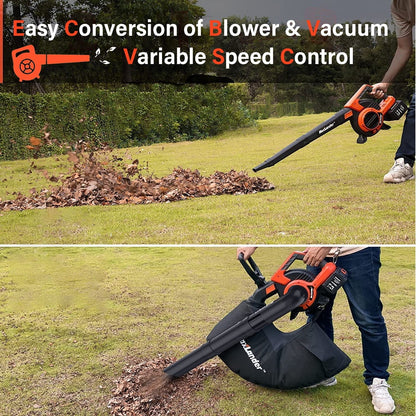 MAXLANDER 40V Cordless Leaf Vacuum, Electric Leaf Blower, Mulcher with 2x4.0Ah Lithium Ion Battery