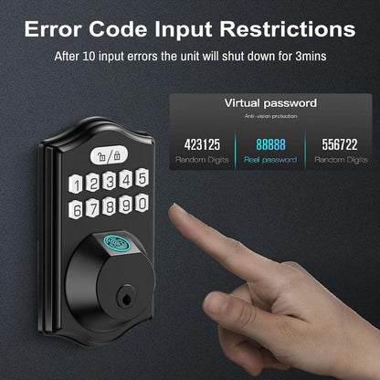 Fingerprint Door Lock, Keyless Entry Door Lock, Electronic Keypad Deadbolt, Smart Locks for Front Door, Auto Lock, Door Lock with Code, Black