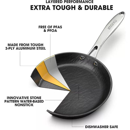 imarku Non Stick Frying Pans - 10 inch Frying Pan Nonstick Skillet, Egg Pan Omelette with Cool Stainless Steel Handle, Dishwasher Safe
