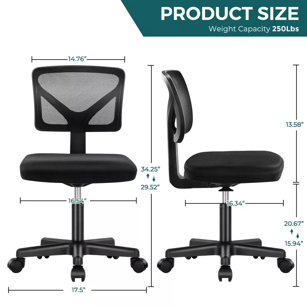 NicBex Adjustable Height Home Office Mesh Chairs with Lumbar Support and Universal Wheels for Work Study