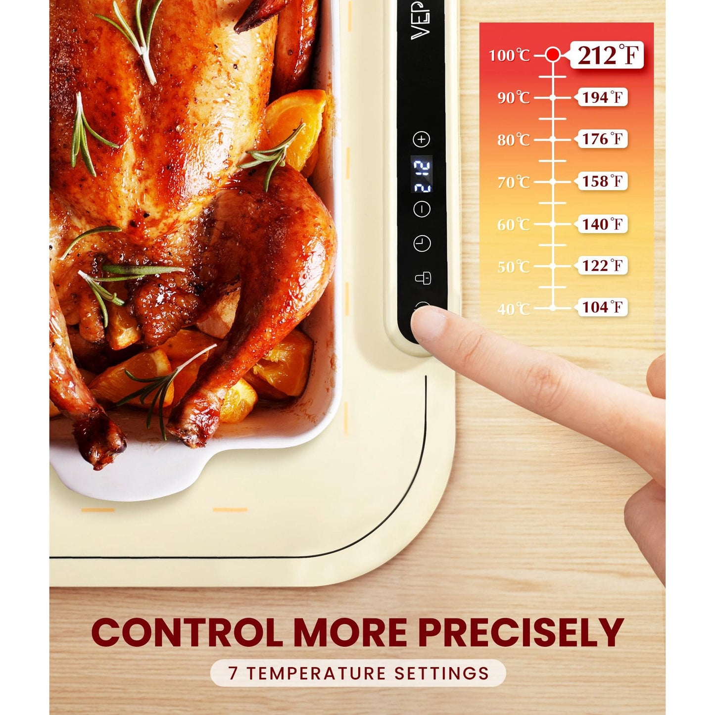 CATGOOD Warming Mat for Food, Electric Warming Tray to Keep Food Warm at Party, Silicone Heating Mat with 7 Temperature Levels& Auto Shut-Off, Food Warmers, White