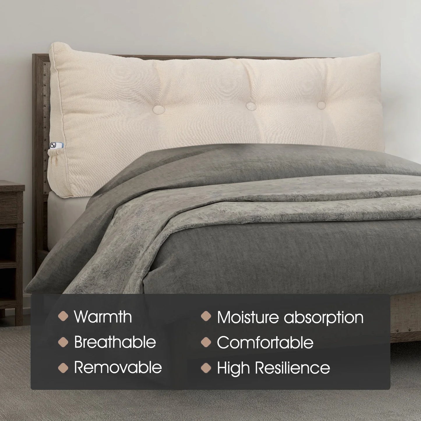 Back Pillow for Bed Sitting Up, Triangular Positioning Support Headboard Pillow, Large Reading Wedge Backrest Pillow for Bedroom Sofa Office (Cotton linen)