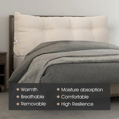Back Pillow for Bed Sitting Up, Triangular Positioning Support Headboard Pillow, Large Reading Wedge Backrest Pillow for Bedroom Sofa Office (Cotton linen)