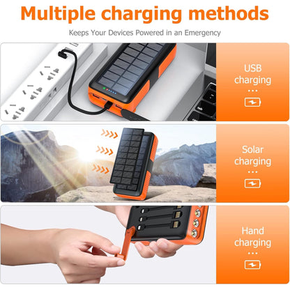 BAOKALER Solar Power Bank, Portable Charger with Dual Output LED Flashlight, Hand Crank Power Bank