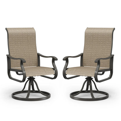 Poteban High Back Outdoor Dining Chairs Set of 2, All Weather Swivel Patio Chairs, Breathable Garden Outdoor Furniture for Backyard Deck