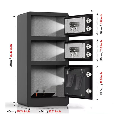 RXDSAFE 5.3 Cube Double Layers Large Safe Box, Home Safe Security Box With Fireproof Document Bag, LCD Screen, Sensor Light Black