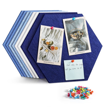 VANCORE 12" Large Felt Board Hexagon Tiles – Pack of 8 Push Pin Boards for Wall, Felt Letter Board Cork Board Tile for Home, Office, Kitchen, Photos, and Memos