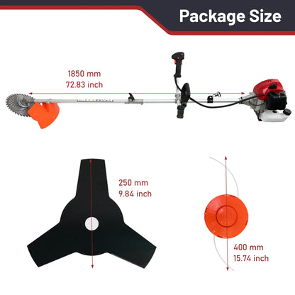 BAOKALER 58CC Gasoline Grass String Trimmer, 2-Stroke Gas Powered Weed Eater, Weed Wacker with 4 Detachable Heads