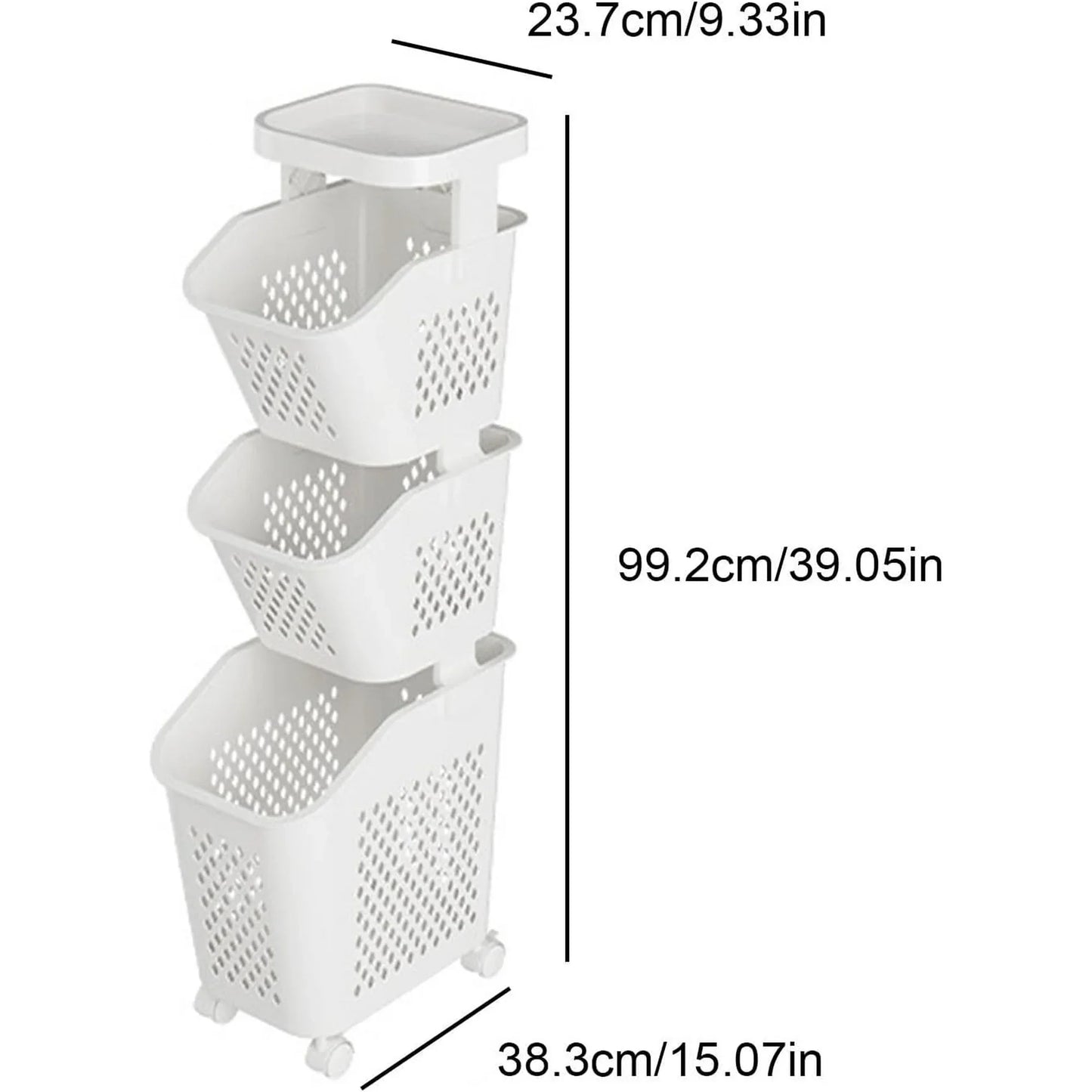 Laundry Hamper 3-Tier Laundry Basket Dirty Clothes Hamper Freestanding Clothes Cart Multi-Layer Basket Laundry Cart with Wheels | 360 Rolling Laundry Basket