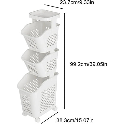 Laundry Hamper 3-Tier Laundry Basket Dirty Clothes Hamper Freestanding Clothes Cart Multi-Layer Basket Laundry Cart with Wheels | 360 Rolling Laundry Basket