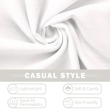 VDJ Women Dressy Tops Summer Petal Short Sleeve V Neck White Tshirts Fashion Business Blouses Lightweight Clothes Size L