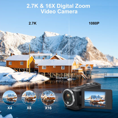 MARVUE Video Camera 2.7K Camcorder 50MP 16X Zoom Vlogging Camera for YouTube