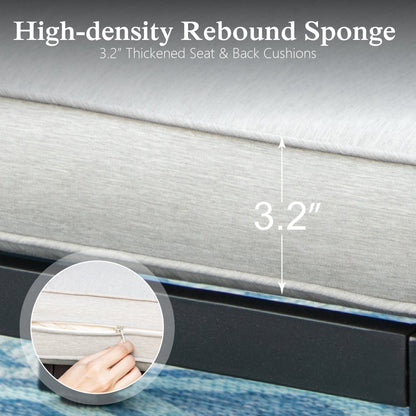 Poteban Aluminum Patio Furniture Set, Modern Metal Outdoor Patio Furniture, 8 Pieces Patio Conversation Sets with Side Table for Poolside, Deck, Gray