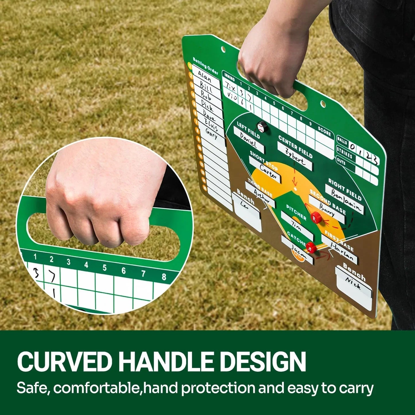 JASCOPRO Baseball Magnetic Lineup Board, Dry Erase Lineup Clipboard Display Board, 14" *12"