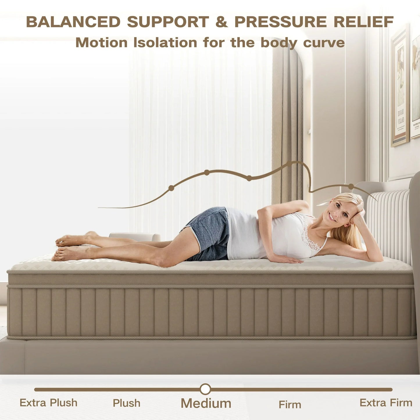 GUUKIN Queen Mattress, 12 Inch Hybrid Gel Memory Foam Mattress with Individually Wrapped Pocket Coils, Medium Firm Support, Pressure Relief, Mattress in a Box