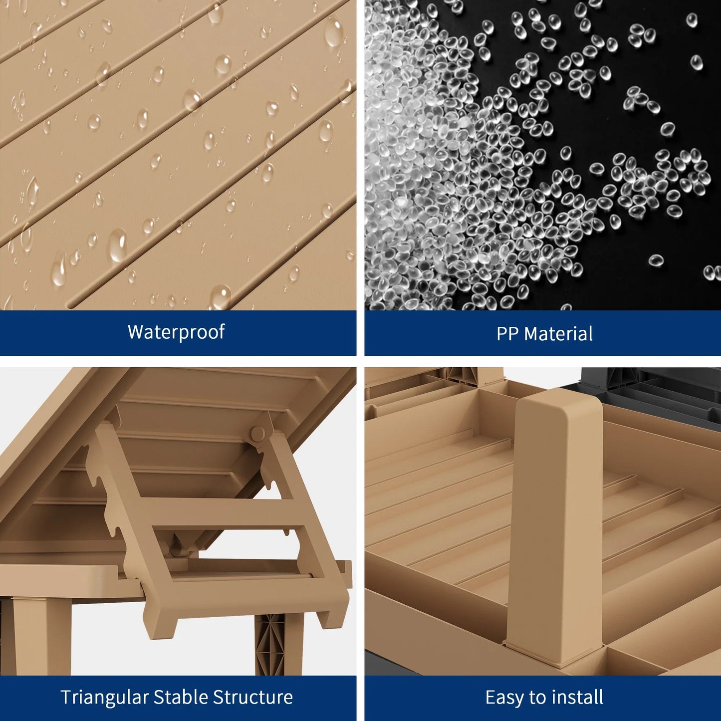 ECOPATIO Resin Adjustable Outdoor Chaise Lounges - Set of 2, Brown