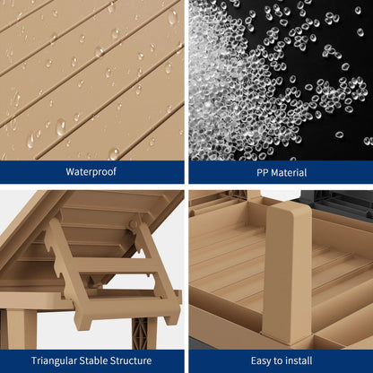 ECOPATIO Resin Adjustable Outdoor Chaise Lounges - Set of 2, Brown