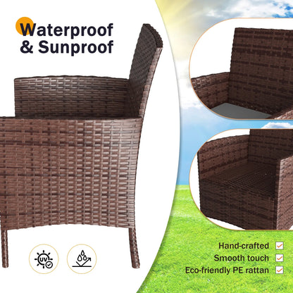 ECOPATIO Patio Furniture Set 4 Pieces Porch Furniture Outdoor Modular Wicker Patio Sectional Conversation Furniture Set for Backyard,Porch,Garden,Poolside and Balcony(Grey)