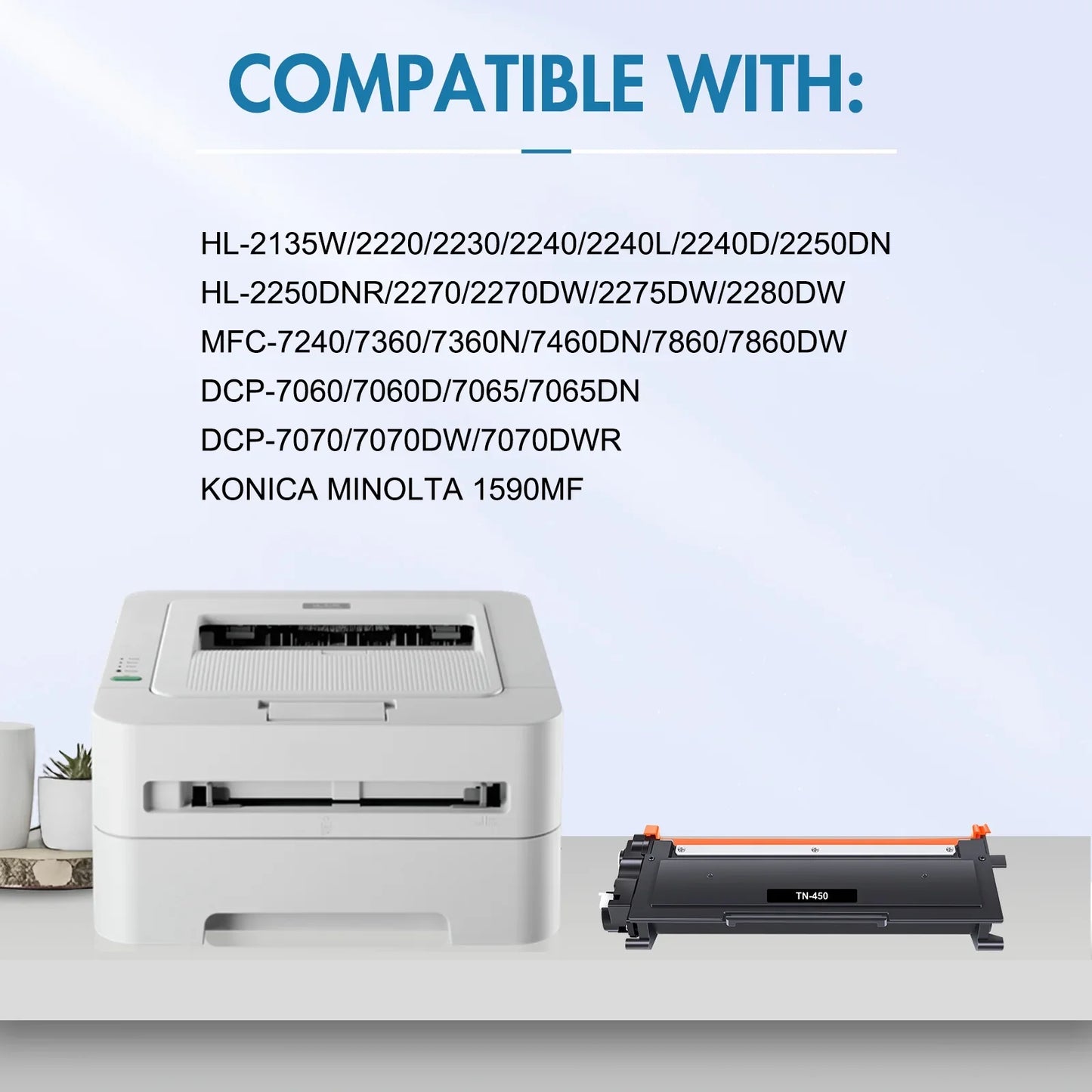 TN450 TN-450 Toner Cartridge Replacement for Brother TN450 TN-450 TN420 TN-420 HL-2270DW HL-2280DW DCP-7065DN MFC-7360N MFC-7860DW HL-2240D DCP-7060D MFC7460DN MFC7240 High Yield (Black 4-Pack)