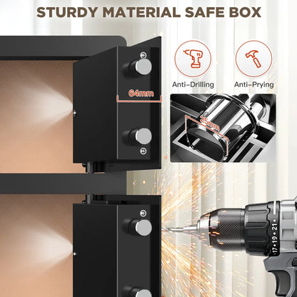 TNTANTS 4.6 Cuft Large Double Door Safe Box, Digital Keypad Home Safe With Fireproof Waterproof Bag, Security Safe for Money Business Office Black