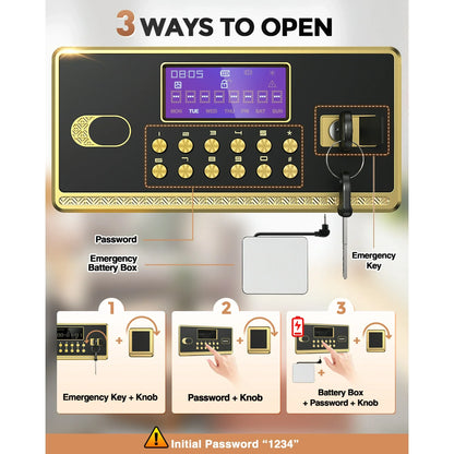 RXDSAFE 1.8 Cuft Large Safe Box, Home Safe Security Box With Fireproof Document Bag, LCD Screen, Sensor Light