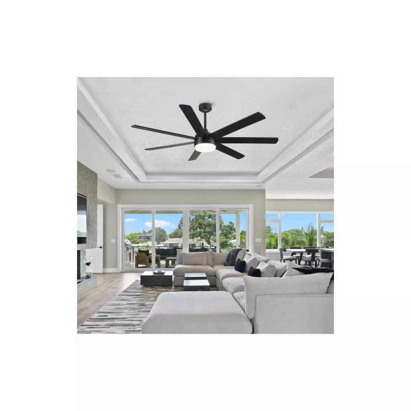 BestParts 72 Farmhouse Ceiling Fan  Black & Brown Plywood Blades, Energy Saving DC Motor, Memory Function