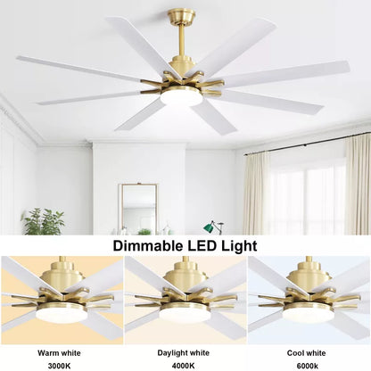 BestParts 66 Inch Ceiling Fan, Smart Ceiling Fan with Light, Quiet DC Motor, Suitable for Modern Style
