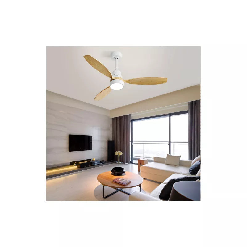 BestParts 52 Inch Ceiling Fan, Modern Lighted Ceiling Fan with Remote Control - 3 Solid Wood Blades, Energy Efficient DC Motor, Reversible Airflow