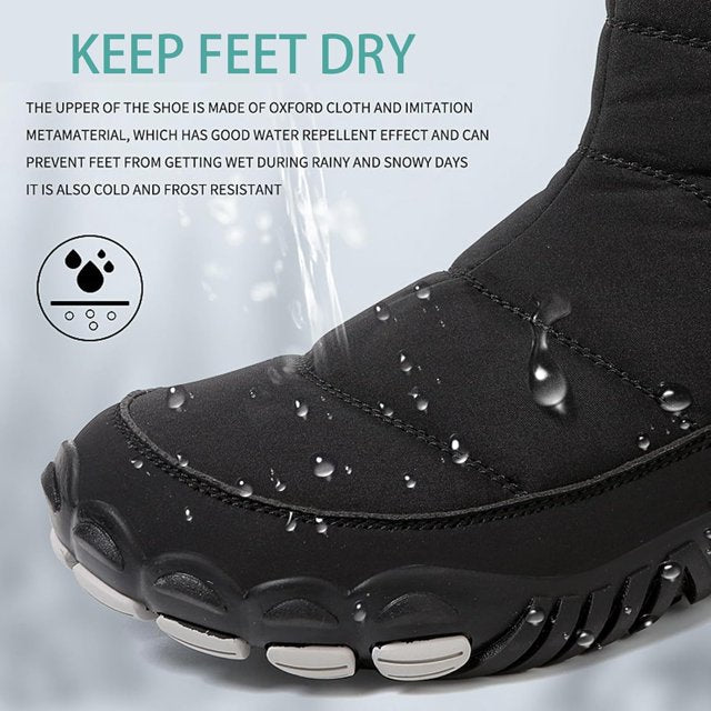Women's Leather Winter Waterproof Snow Boots Comfortable Warm Fur Lined Non Slip Side Zipper Outdoor Ankle Short Booties for Walking Hiking