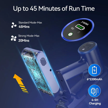 YOMA S18 Cordless Vacuum Cleaner, 6 in 1 Lightweight Stick Vacuum with Detachable Battery, 26Kpa Powerful Suction Vacuum Cleaner for Home Carpet Hardfloor Pet Hair