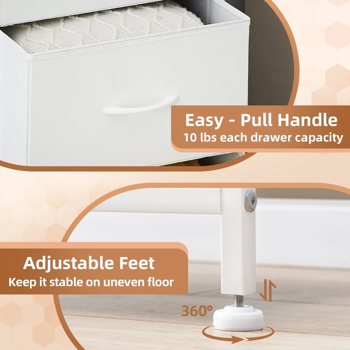 Somdot Small Dresser 2 DrawersFabric Storage Organizer Bedroom, White Leather