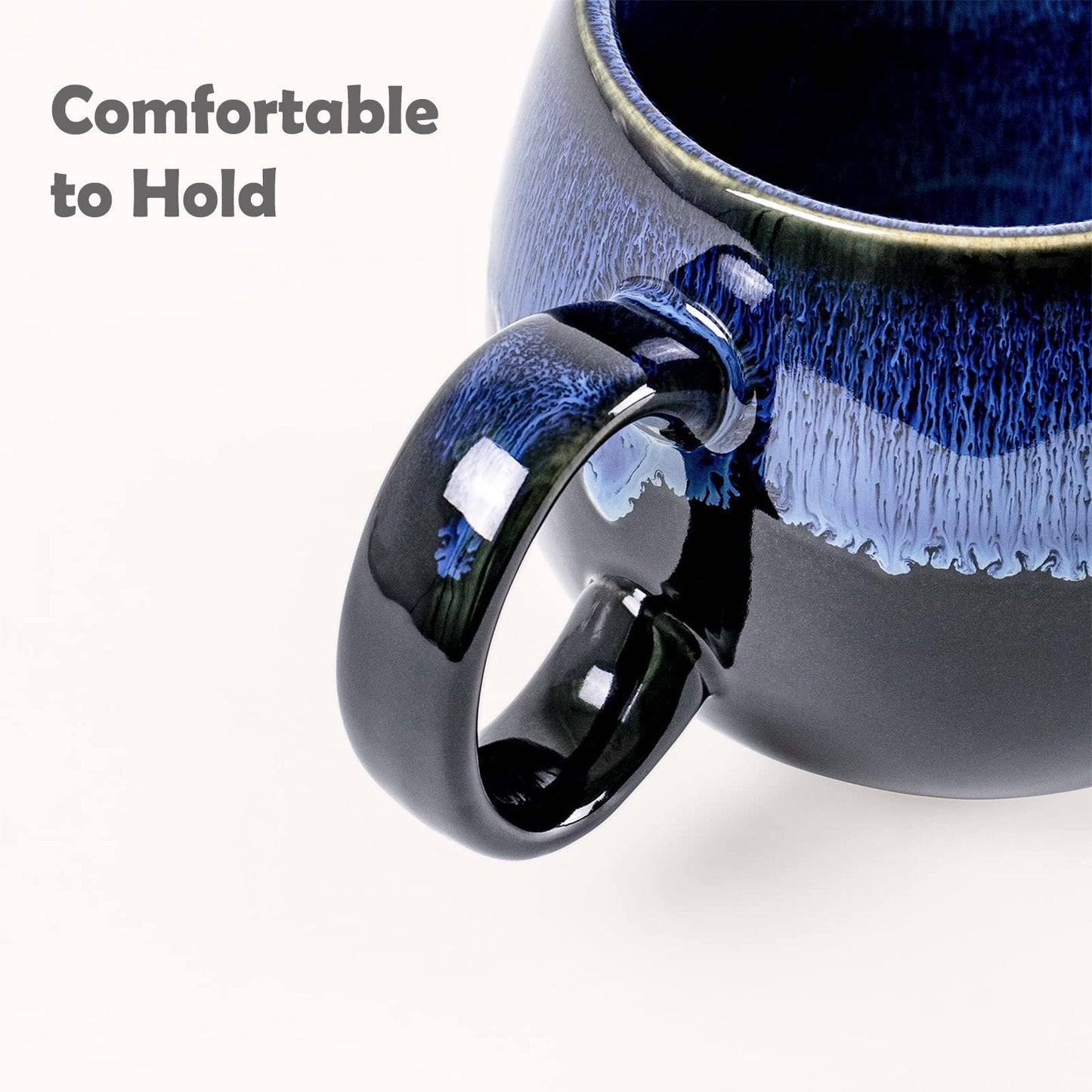 UNICASA Ceramic Coffee Mugs£¬Porcelain Cups Set of 4, 18 oz Tea Drinking Milk Mugs With Handle Dishwasher & Microwave Safe