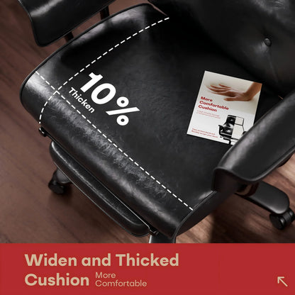HomeZeer Big and Tall Office Chair 400LBS, Reclining Office Chair with Footrest and Wide Seat, Executive Desk Chair with High Back,Comfortable Computer Task Chair for Home Office, Black