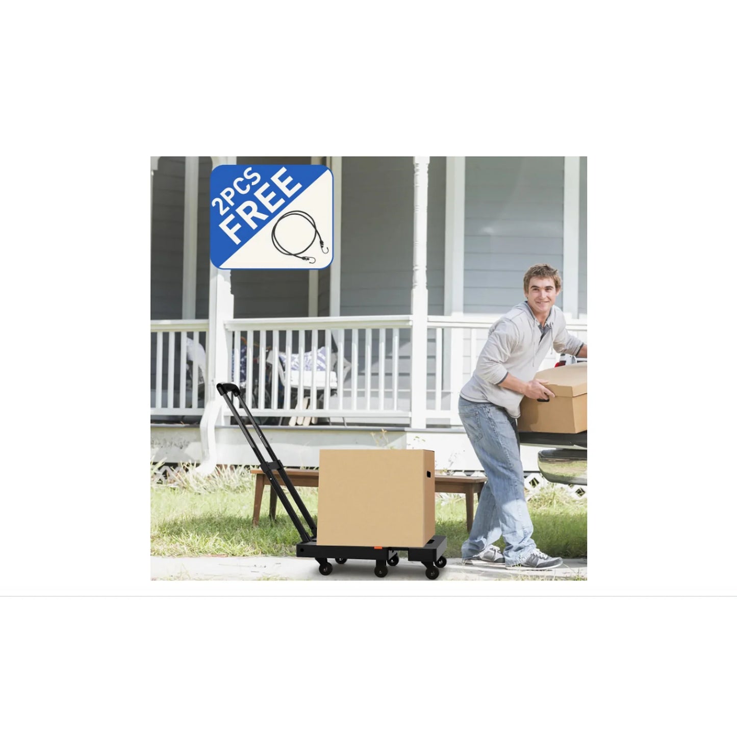 TNTANTS Platform Truck Cart 1000Lbs Folding Push Cart Dolly Portable Moving Dolly Cart with 360¡ã Swivel 6 Wheels Heavy Duty Foldable Flatbed Cart for Loading, Groceries, Garage, Warehouse Bl