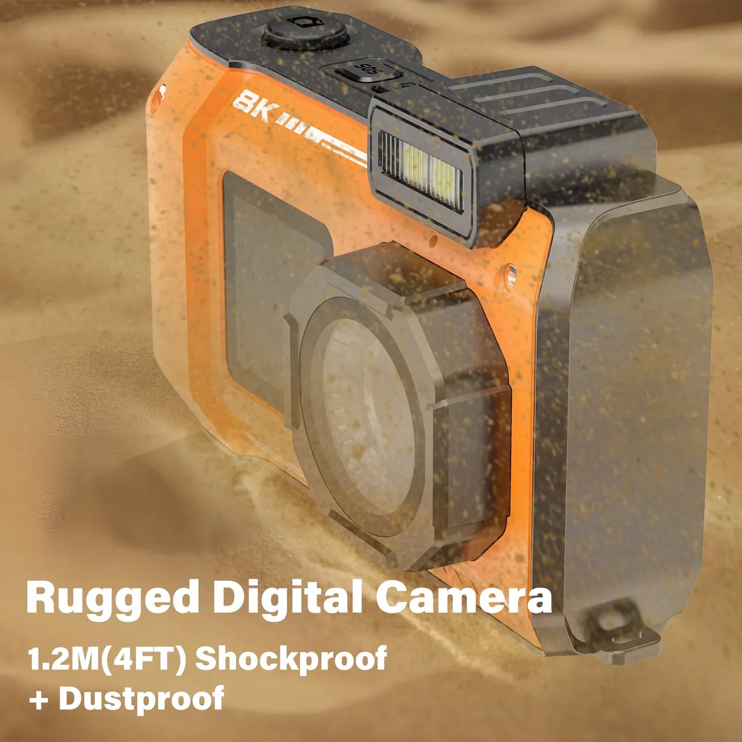 MARVUE Digital Camera 8K 70MP Autofocus Rugged Dustproof Shockproof Waterproof Camera with 32GB Card